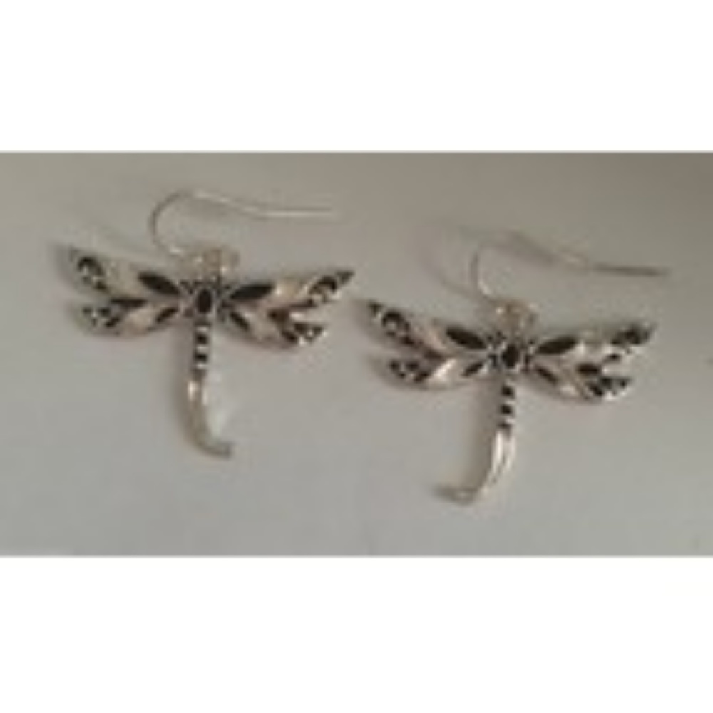 Dragonfly Earrings Dangle hooks Handmade New - Picture 1 of 4